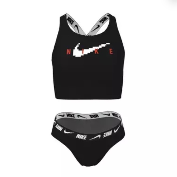 NWT Nike Girls Cross Back Midkini Set Swim Bikini Beach Vacation Athlete Swimmer - Picture 1 of 9